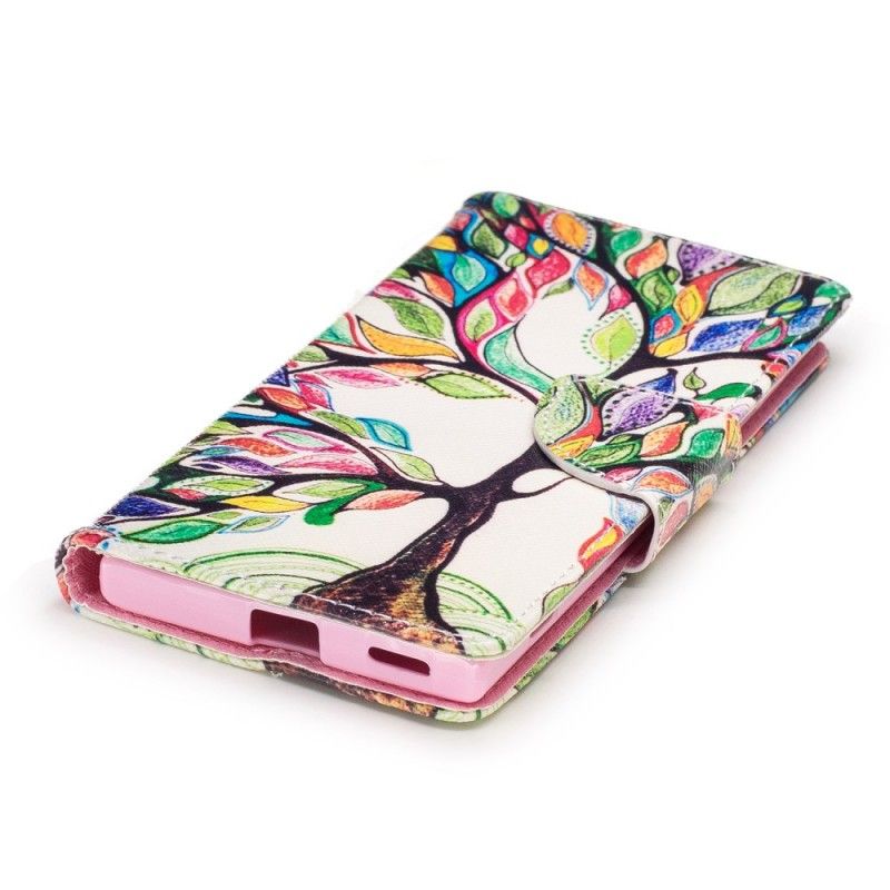 Flip Cover Læder for Sony Xperia XA1 Farvet Træ