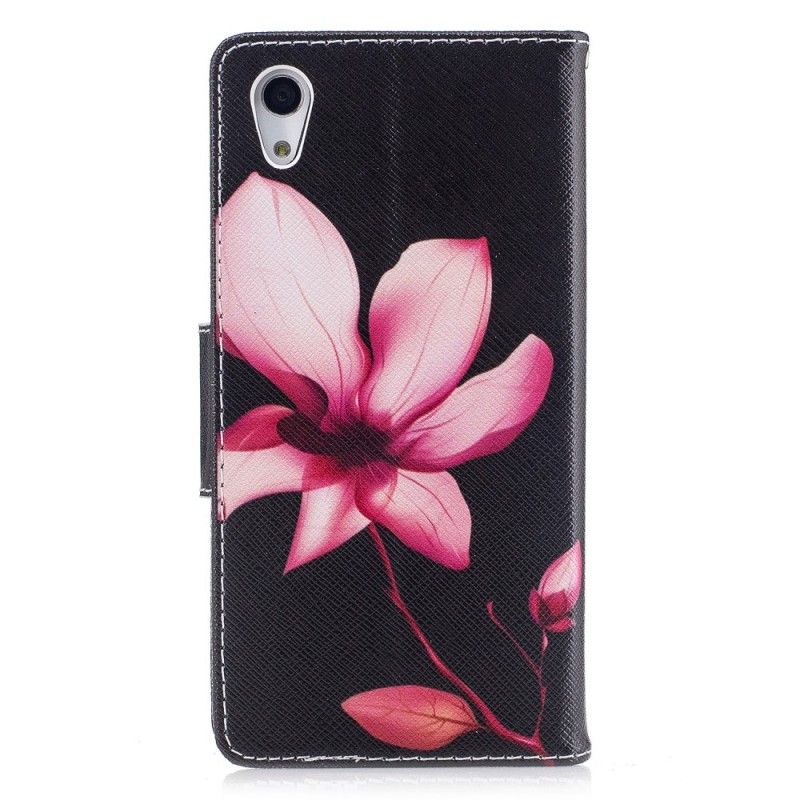 Flip Cover Læder for Sony Xperia XA1 Lyserød Blomst