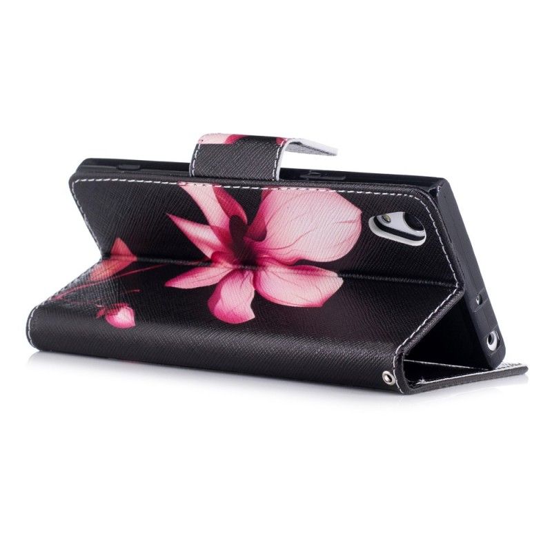 Flip Cover Læder for Sony Xperia XA1 Lyserød Blomst