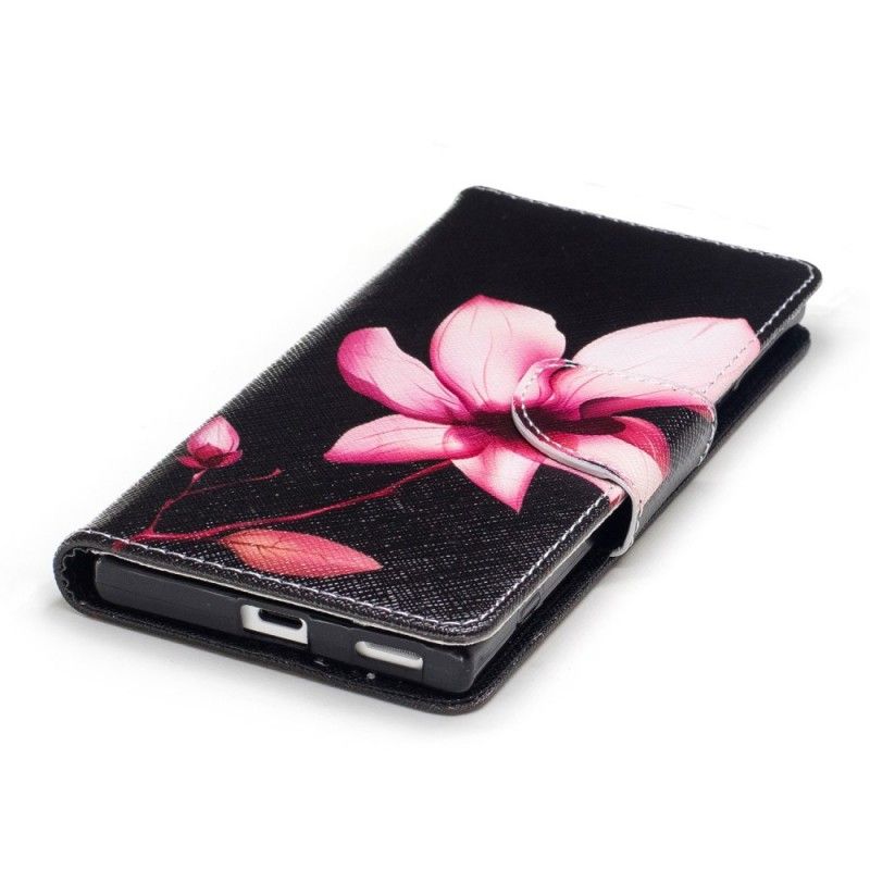 Flip Cover Læder for Sony Xperia XA1 Lyserød Blomst