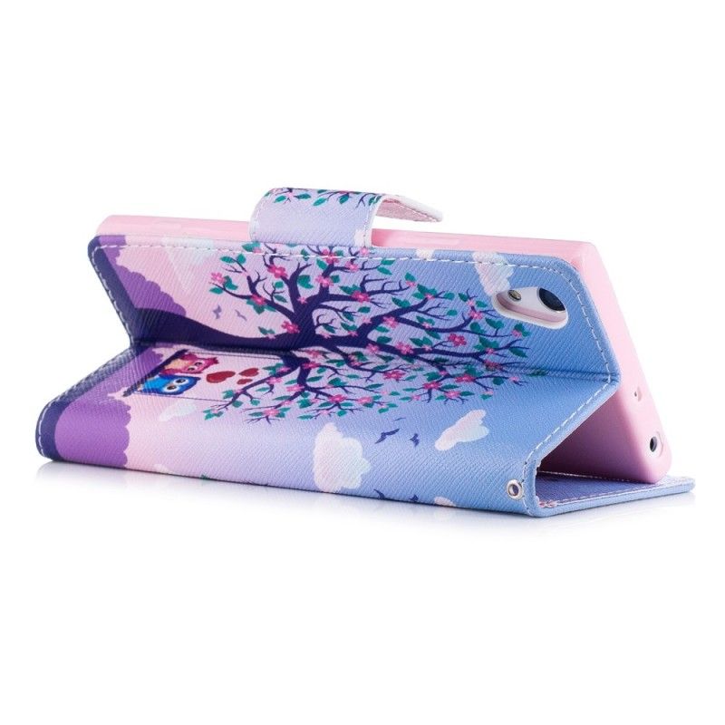 Flip Cover Læder for Sony Xperia XA1 Ugler På Gyngen