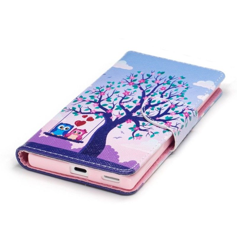 Flip Cover Læder for Sony Xperia XA1 Ugler På Gyngen