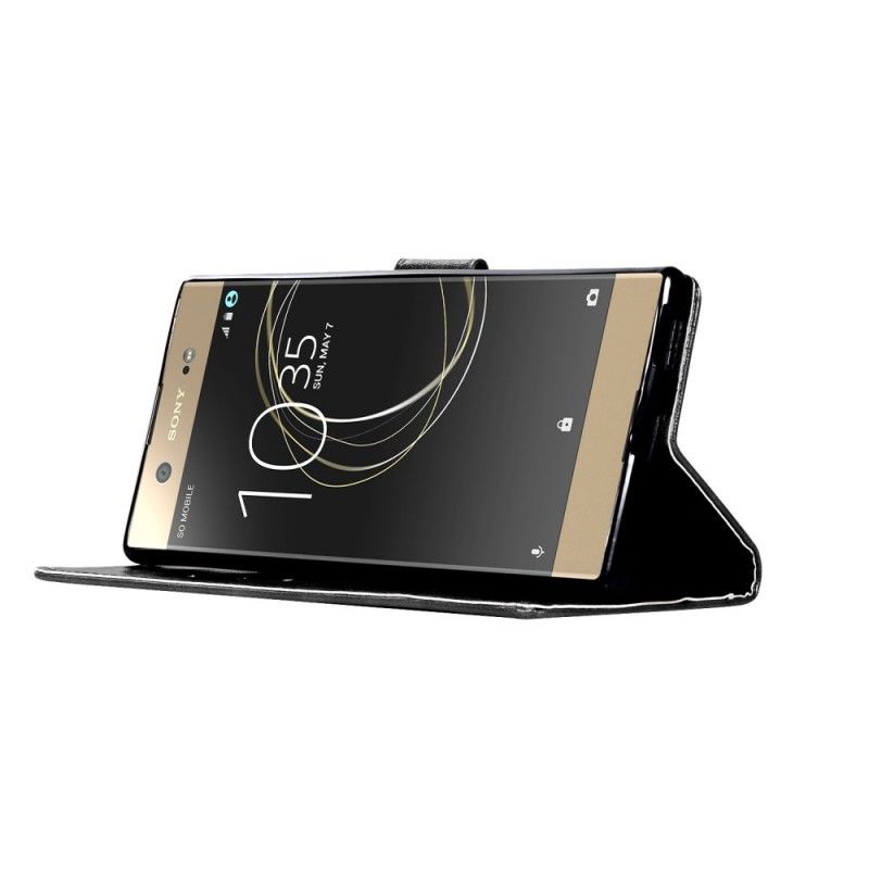 Flip Cover Læder Sony Xperia XA1 Sort Vintage Lædereffekt Med Rem