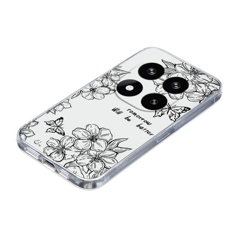 Cover Xiaomi Redmi Note 14 Pro Plus 5g Sommerfugle- Og Blomsterdesign