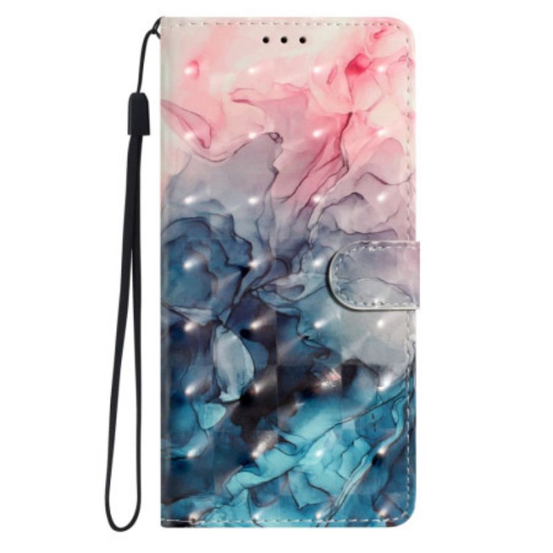 Flip Cover Xiaomi Redmi Note 14 Pro Plus 5g 3d Lyserød Og Blå Marmor