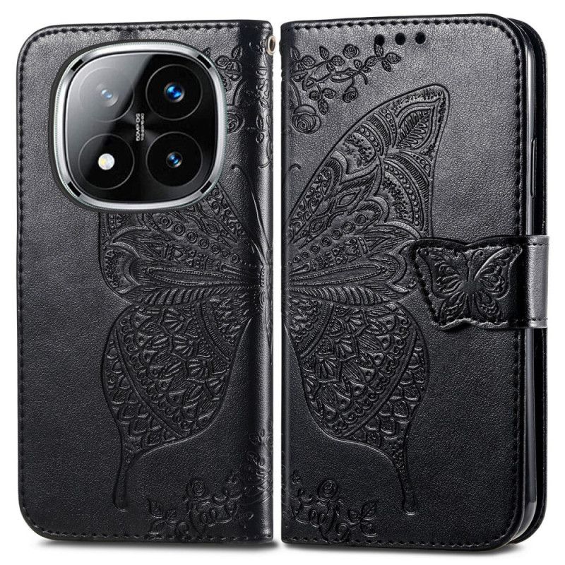 Læder Cover Xiaomi Redmi Note 14 Pro Plus 5g Barok Sommerfugl