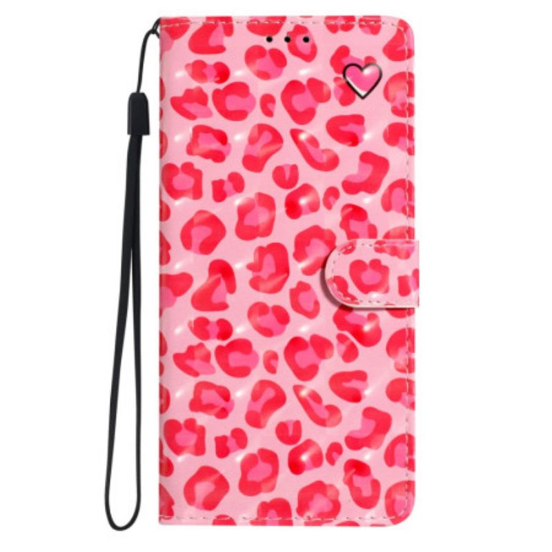 Læder Cover Xiaomi Redmi Note 14 Pro Plus 5g Telefon Etui 3d Lyserødt Leopardmønster