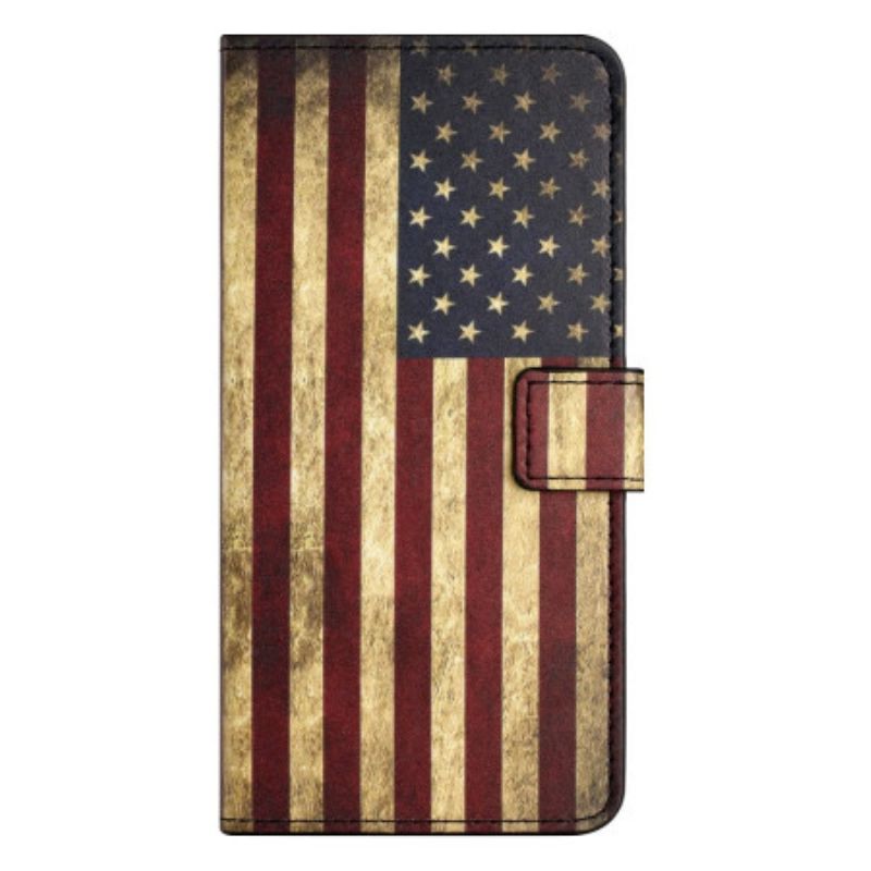 Læder Cover Xiaomi Redmi Note 14 Pro Plus 5g Telefon Etui Amerikansk Vintageflag