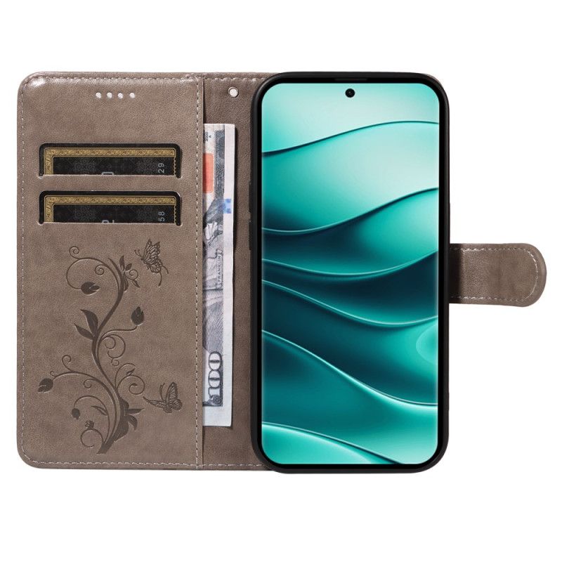 Læder Cover Xiaomi Redmi Note 14 Pro Plus 5g Telefon Etui Botanisk