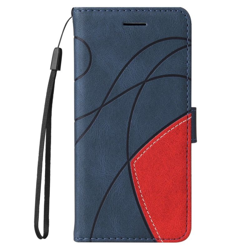 Læder Cover Xiaomi Redmi Note 14 Pro Plus 5g Telefon Etui Tofarvede Bølgede Linjer