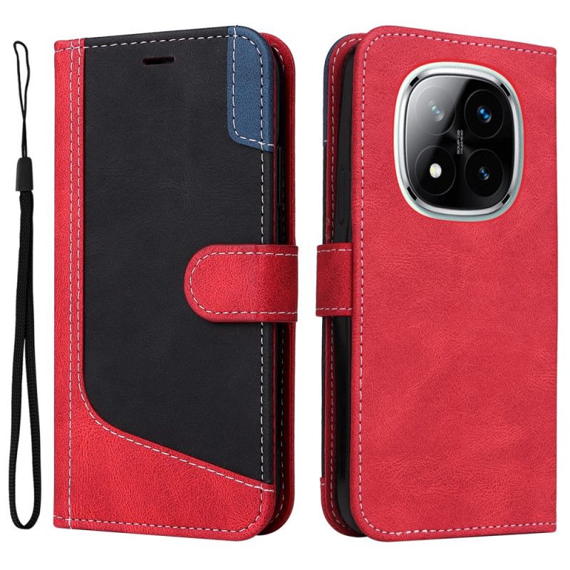 Læder Cover Xiaomi Redmi Note 14 Pro Plus 5g Telefon Etui Trefarvet Strap-on