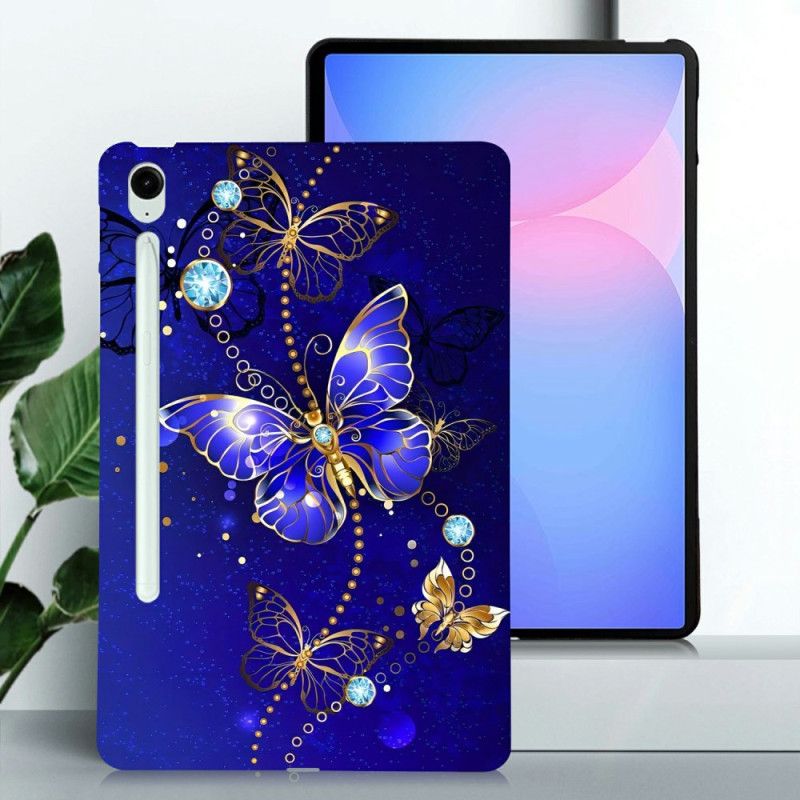Cover Til Samsung Galaxy Tab S10 Fe Plus Blå Og Gyldne Sommerfugle