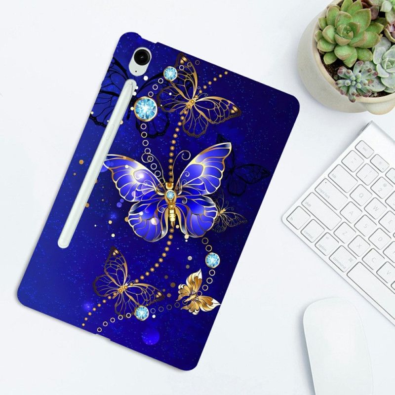 Cover Til Samsung Galaxy Tab S10 Fe Plus Blå Og Gyldne Sommerfugle