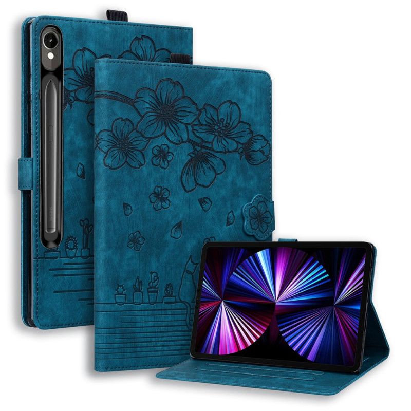 Læder Cover Samsung Galaxy Tab S10 Fe Plus Telefon Etui Kattemotiv