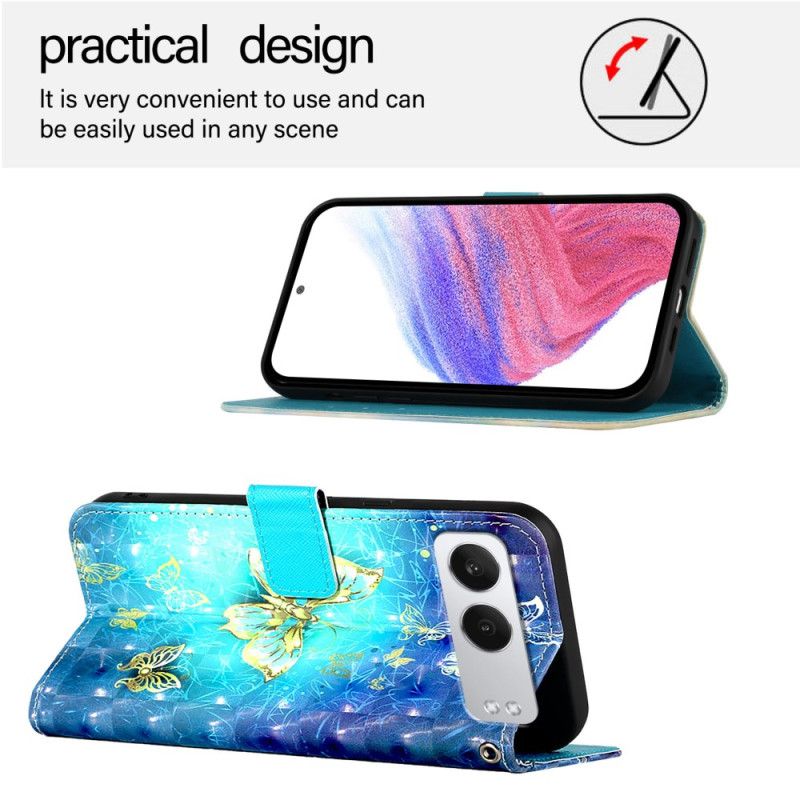 Læder Cover Oneplus Nord 4 Telefon Etui Guldsommerfugle
