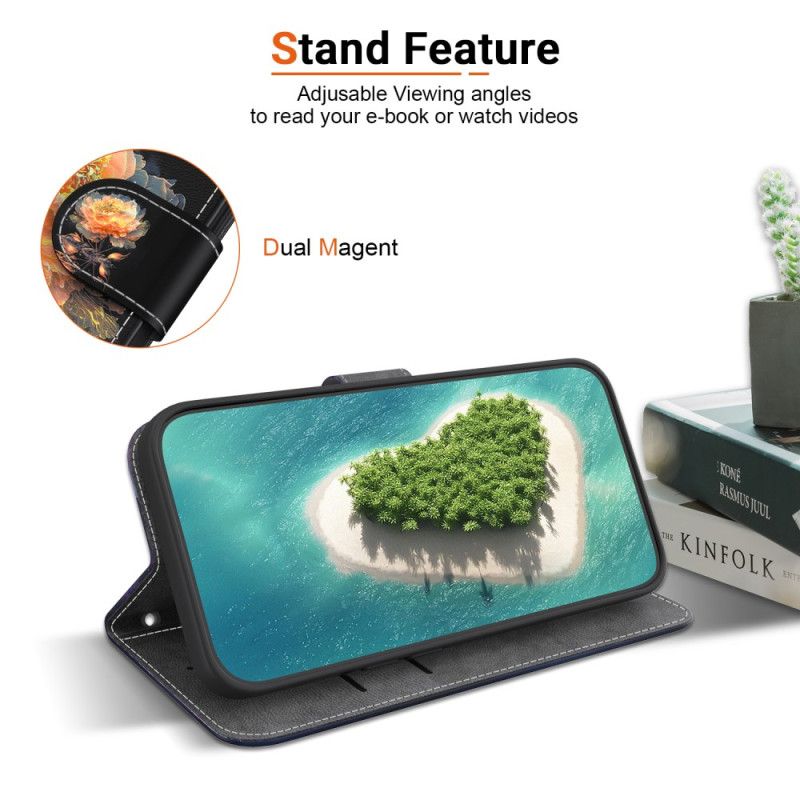 Læder Cover Oneplus Nord 4 Telefon Etui Gylden Pæon-snor