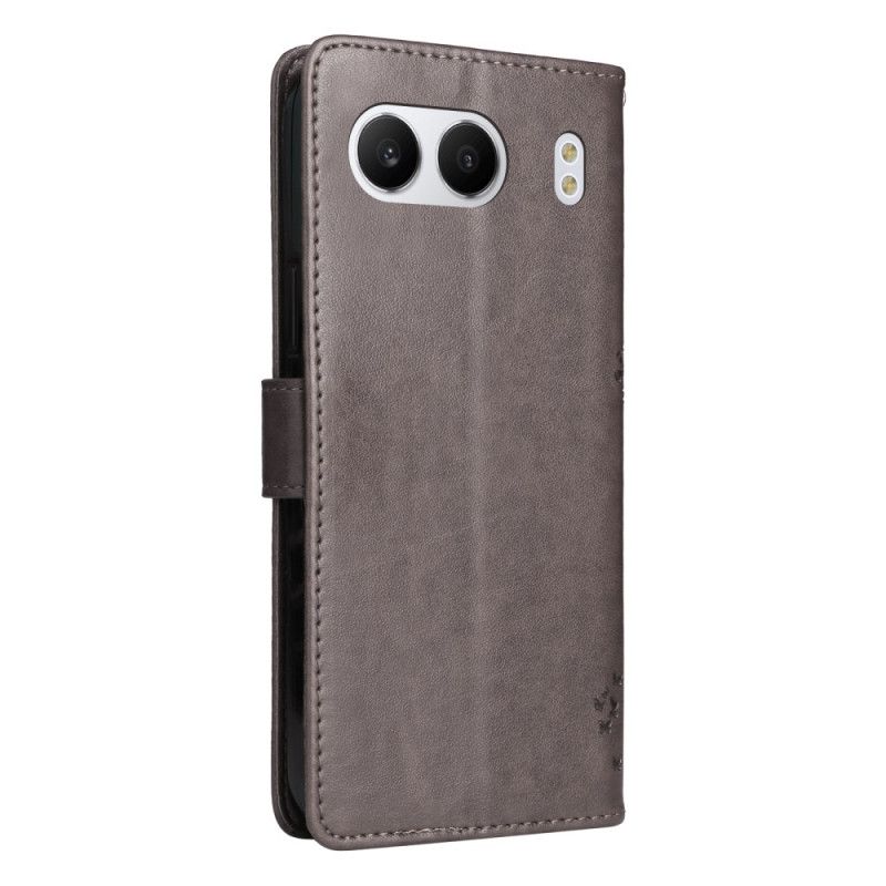 Læder Cover Oneplus Nord 4 Telefon Etui Træ Og Kat