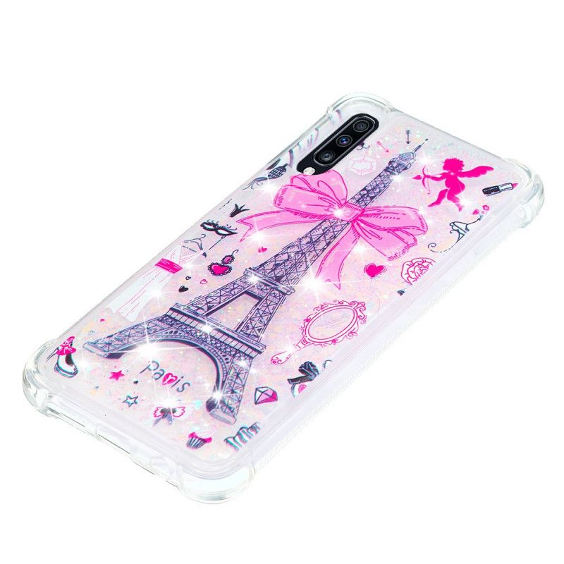 Cover Samsung Galaxy A70 Eiffeltårnet Glitter