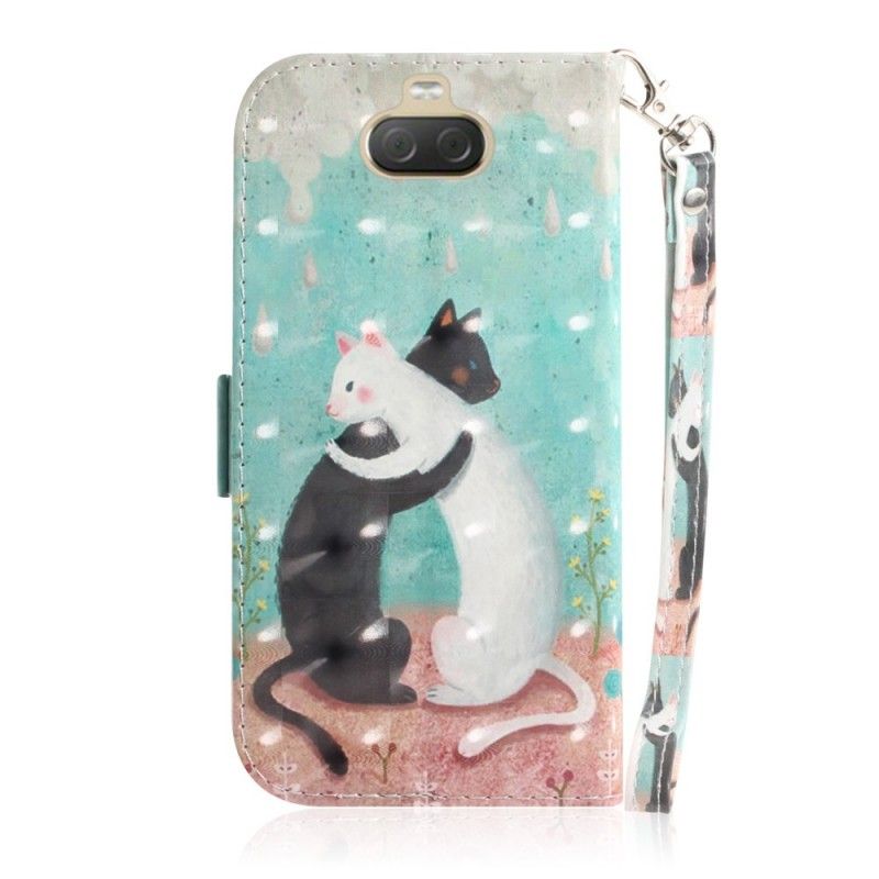 Flip Cover Læder for Sony Xperia 10 Plus Thong Cat Friends