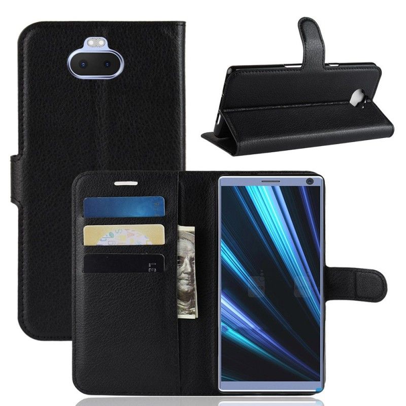 Flip Cover Læder Sony Xperia 10 Plus Sort Klassisk