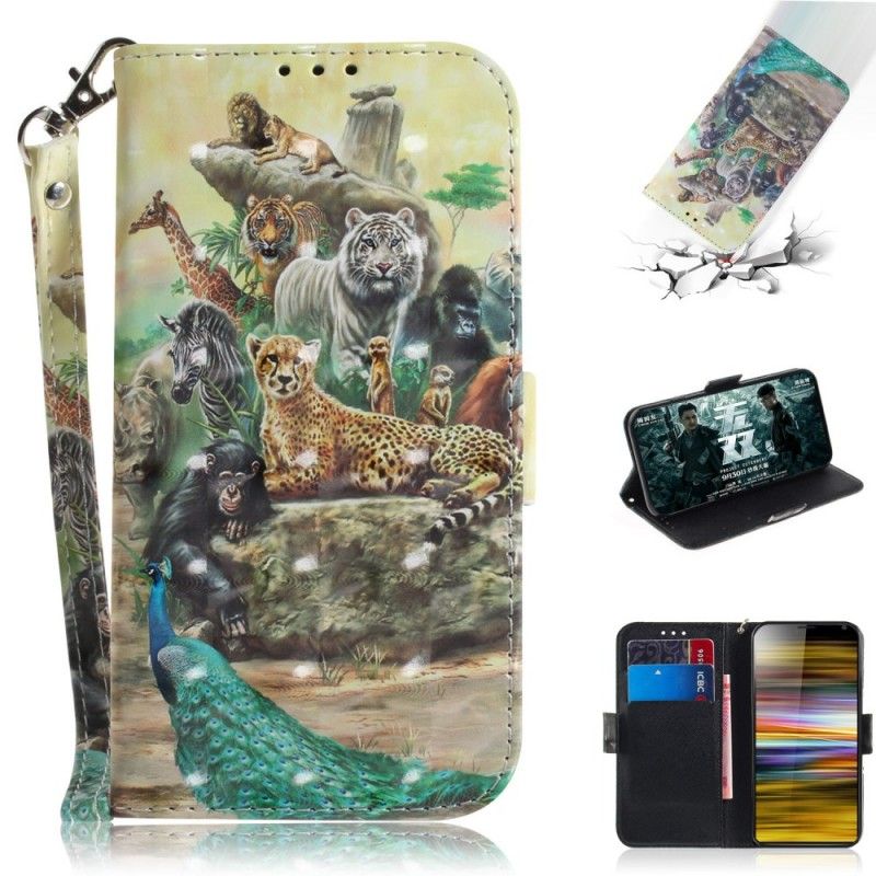 Flip Cover Læder Sony Xperia 10 Plus Thong Safari Dyr