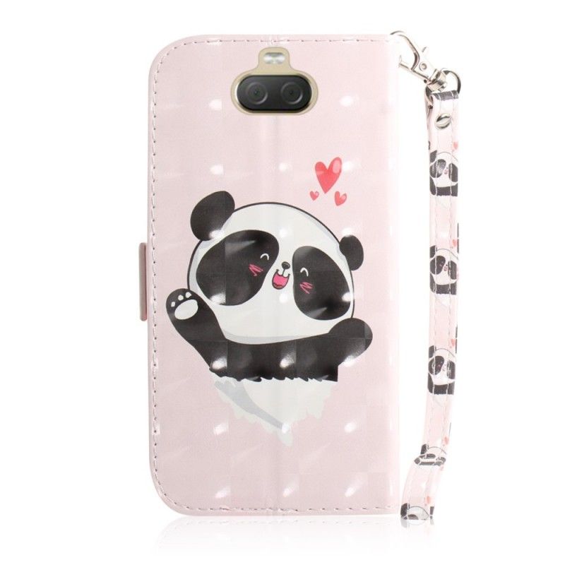 Flip Cover Sony Xperia 10 Plus Mobilcover Pandakærlighed Med Rem