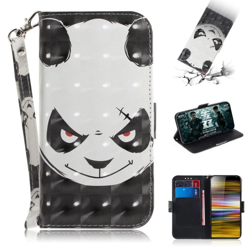 Flip Cover Sony Xperia 10 Plus Vred Panda Med Rem