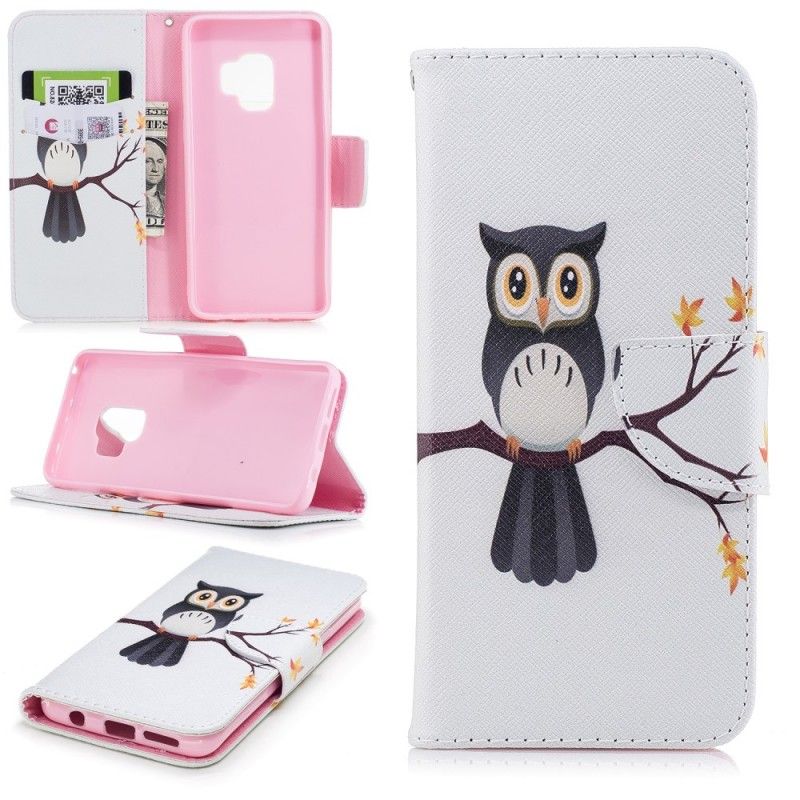 Flip Cover Samsung Galaxy S9 Ugle. Der Ligger På Grenen