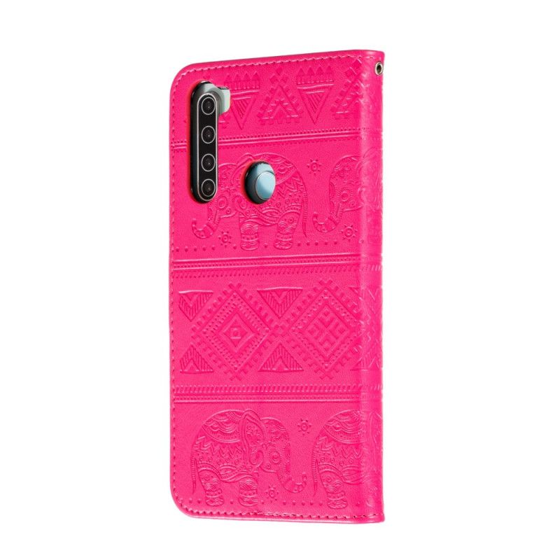 Flip Cover Læder for Xiaomi Redmi Note 8T Mørkeblå Elefanter I Kunstlæder