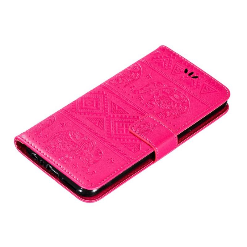 Flip Cover Læder for Xiaomi Redmi Note 8T Mørkeblå Elefanter I Kunstlæder
