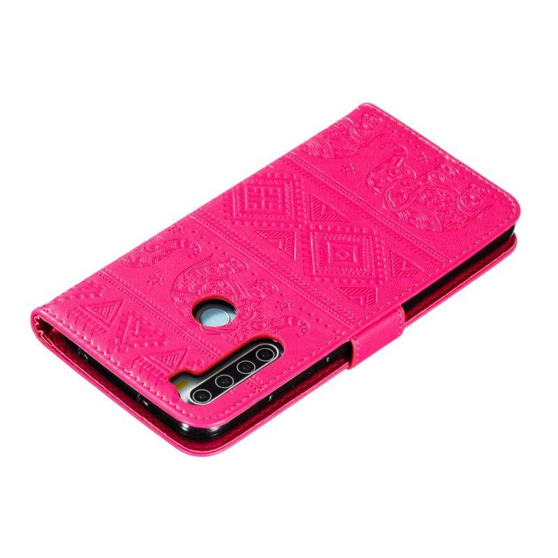 Flip Cover Læder for Xiaomi Redmi Note 8T Mørkeblå Elefanter I Kunstlæder