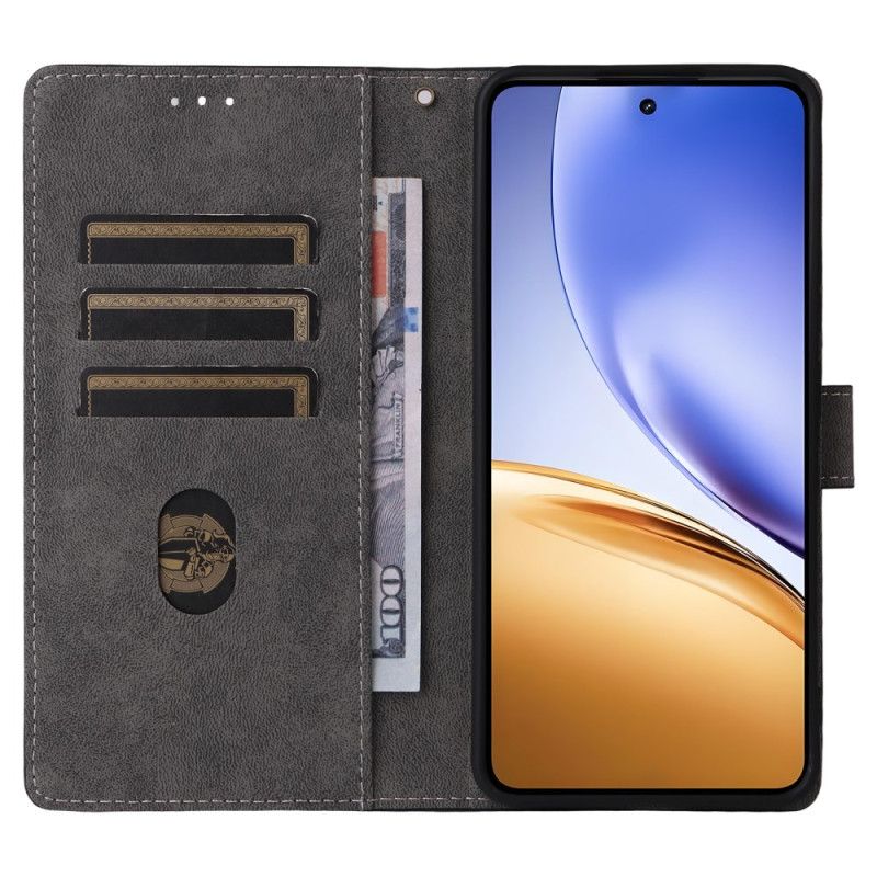 Flip Cover Realme 14t 5g Rfid-beskyttelse Ruskindseffekt