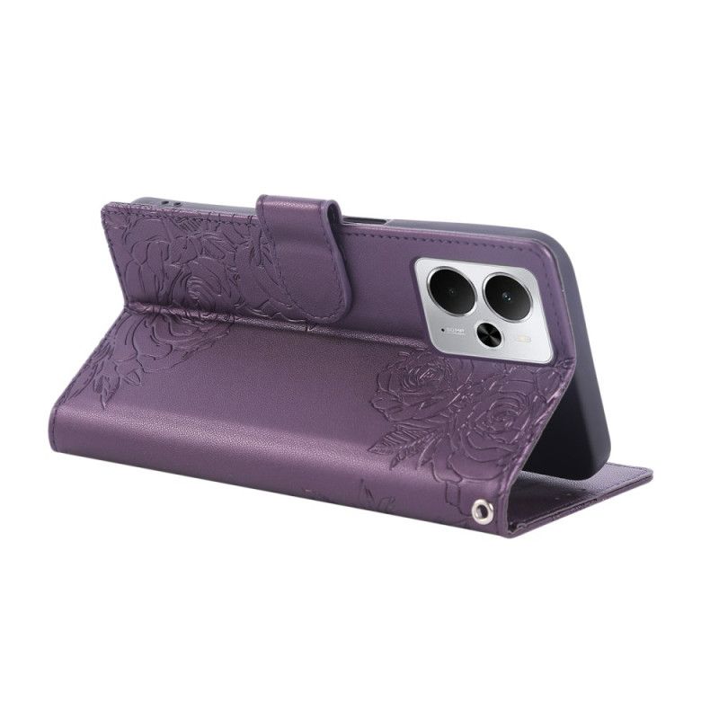 Læder Cover Realme 14t 5g Telefon Etui Blondeblomster