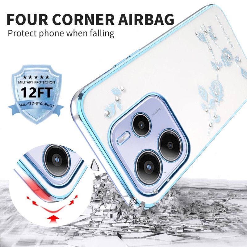 Cover Xiaomi Redmi Note 14 5g Kadem Blomster Og Rhinsten