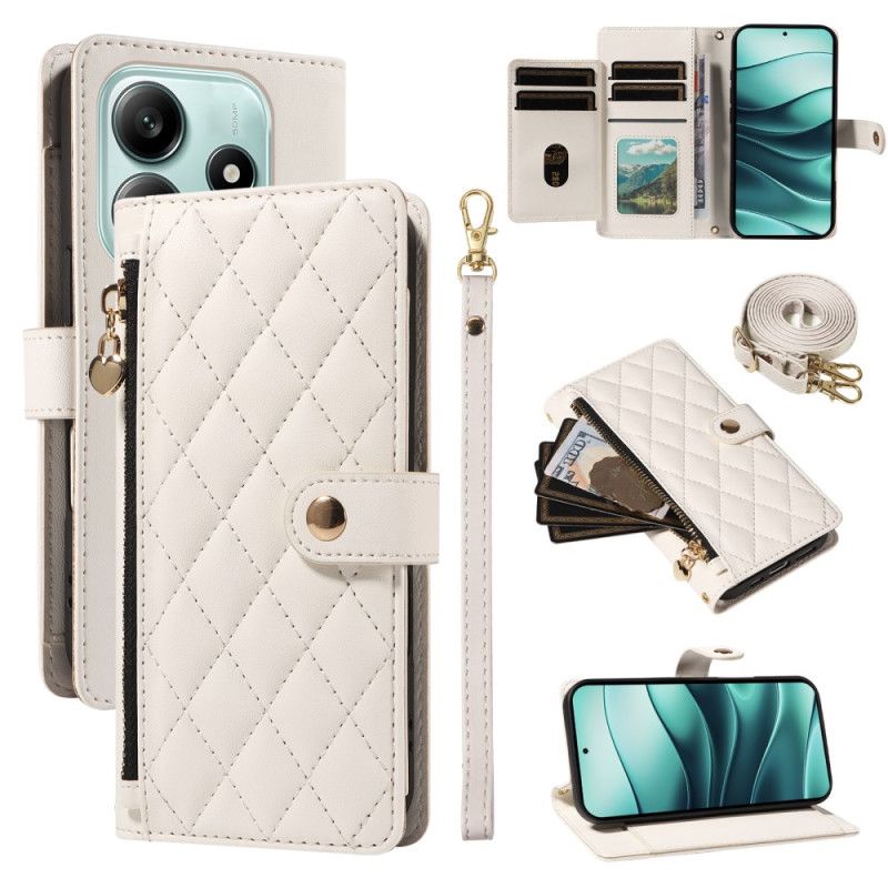 Flip Cover Til Xiaomi Redmi Note 14 5g Quiltet Med Stropper