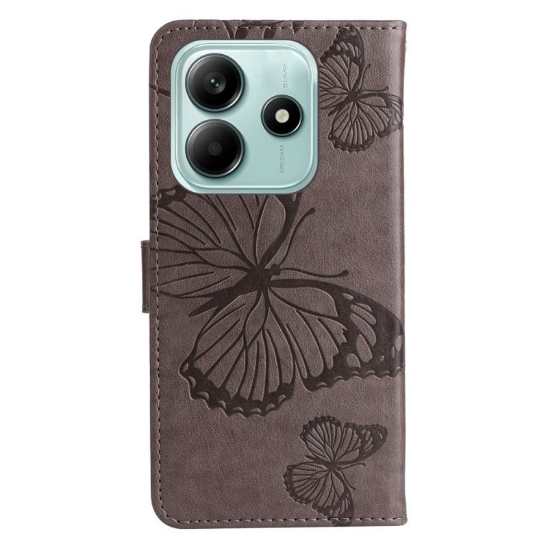 Flip Cover Xiaomi Redmi Note 14 5g Kæmpesommerfugle Med Rem