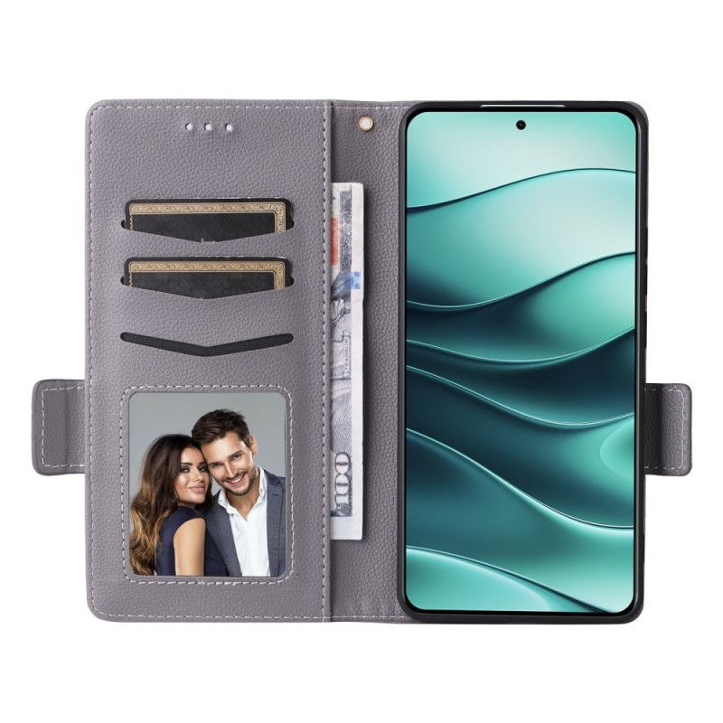 Flip Cover Xiaomi Redmi Note 14 5g Litchi Tekstur Med Rem