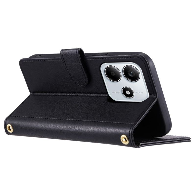 Flip Cover Xiaomi Redmi Note 14 5g Quiltet Med Skulderrem Og Rem