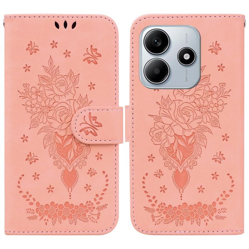 Flip Cover Xiaomi Redmi Note 14 5g Sommerfugle- Og Blomsterprint