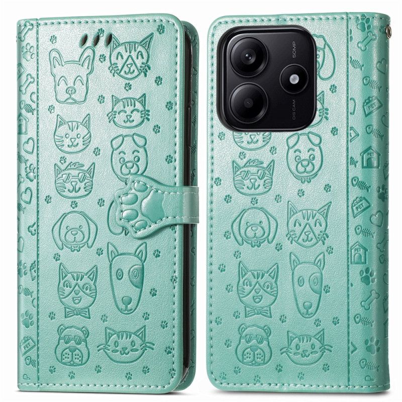 Læder Cover Xiaomi Redmi Note 14 5g Telefon Etui Animerede Dyr