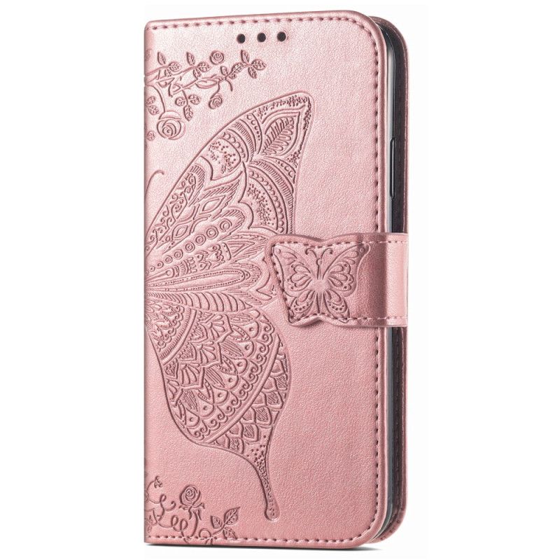 Læder Cover Xiaomi Redmi Note 14 5g Telefon Etui Barok Sommerfugl