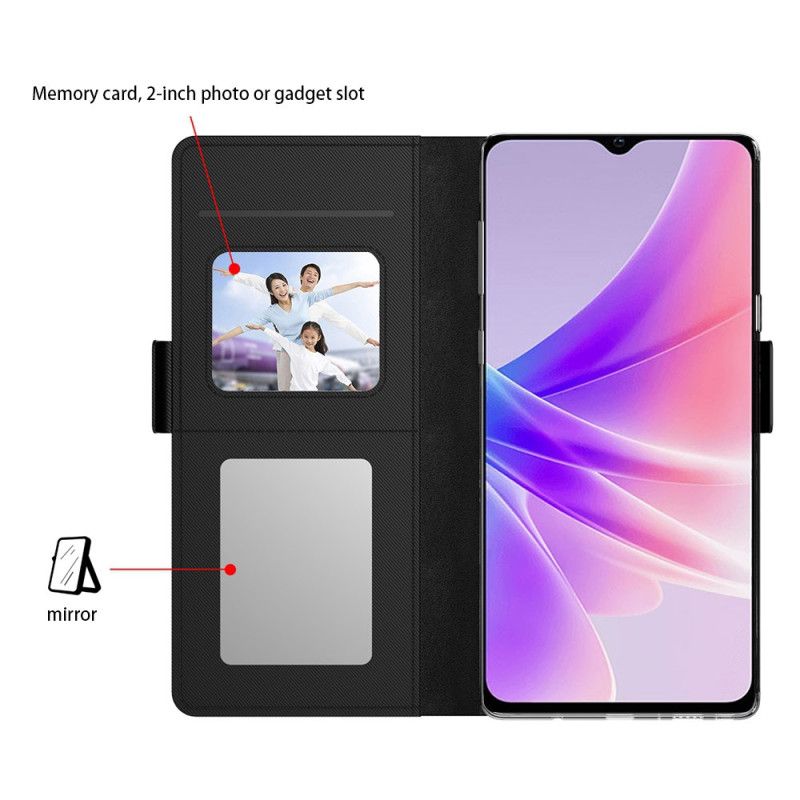 Cover Oppo Reno 13f 4g / 5g / 13 Fs 5g Telefon Etui Spejl Og Aftagelig Kortholder