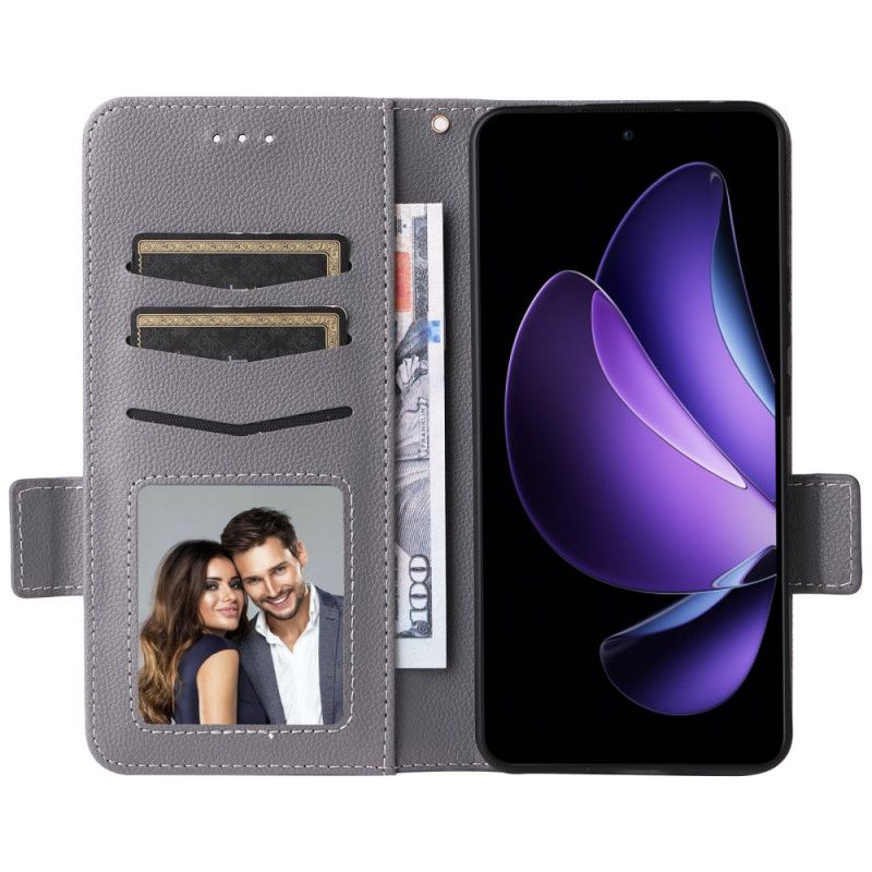 Flip Cover Oppo Reno 13f 4g / 5g / 13 Fs 5g Litchi Kunstlæder Snor