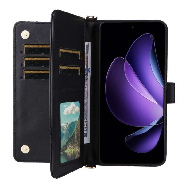 Flip Cover Til Oppo Reno 13f 4g / 5g / 13 Fs 5g Premium Retro Skuldertaske Og Snor