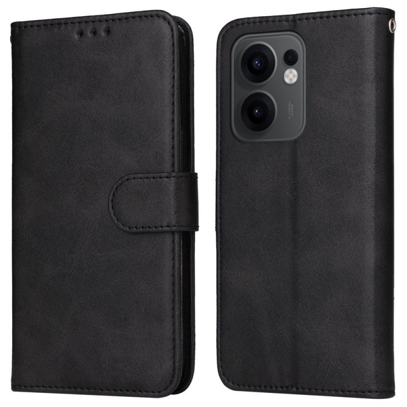 Læder Cover Oppo Reno 13f 4g / 5g / 13 Fs 5g Telefon Etui Ensfarvet Kunstlæder Med Rem