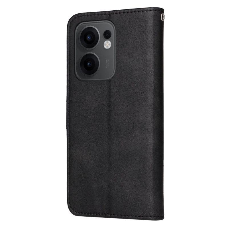 Læder Cover Oppo Reno 13f 4g / 5g / 13 Fs 5g Telefon Etui Ensfarvet Kunstlæder Med Rem