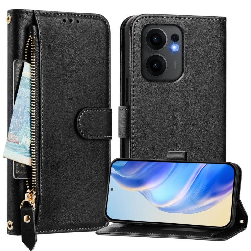 Læder Cover Oppo Reno 13f 4g / 5g / 13 Fs 5g Telefon Etui Lynlåslomme Og Kortholder