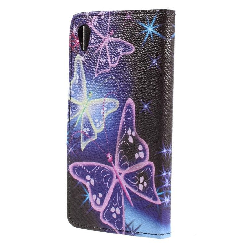 Flip Cover Sony Xperia XA1 Ultra Lilla Sommerfugle
