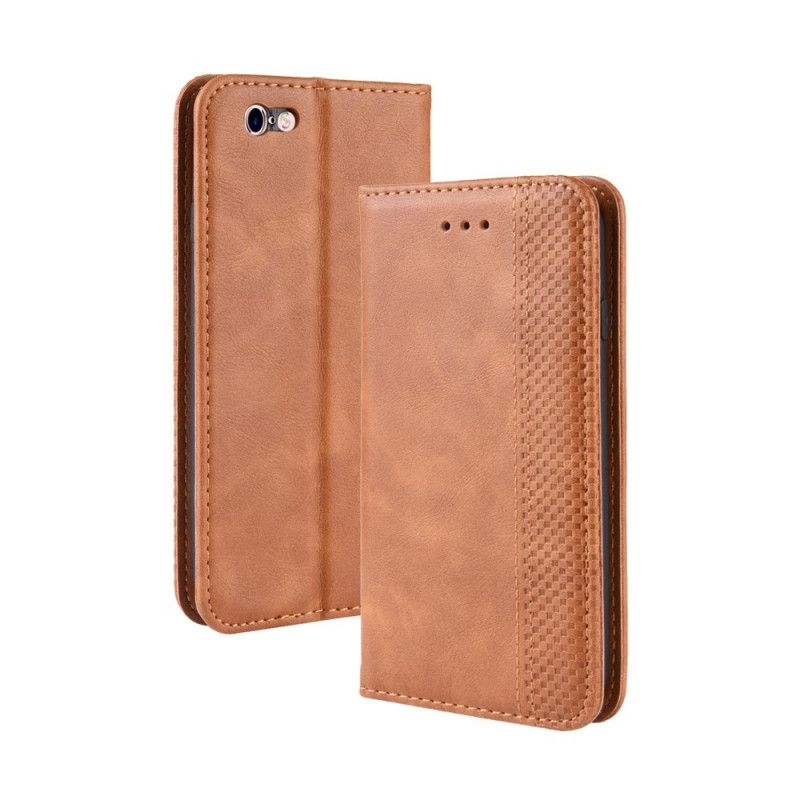 Læder Cover iPhone 6 / 6S Sort Stiliseret Vintage Lædereffekt