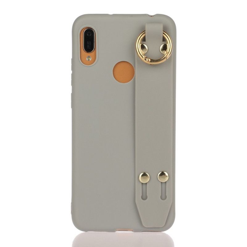 Cover Huawei Y6 2019 Grå Silikone Med Støttebånd